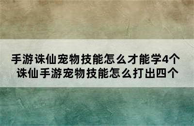 手游诛仙宠物技能怎么才能学4个 诛仙手游宠物技能怎么打出四个